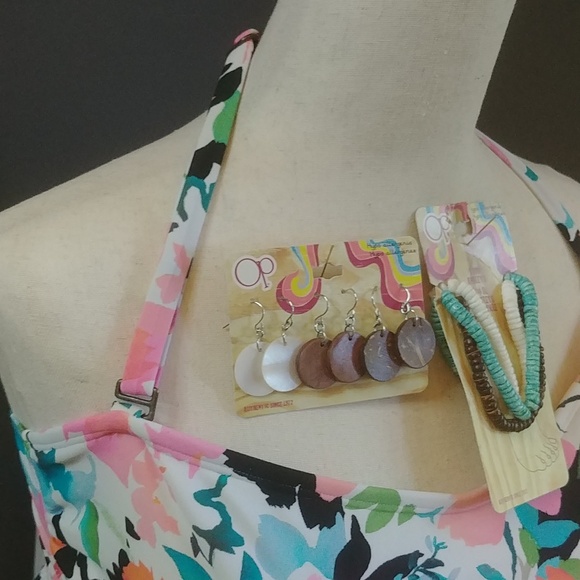 NWT OP Wood Earrings and Trio of Anklets Set - Picture 2 of 6